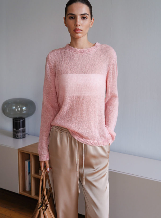 Джемпер напівпрозорий з ультрам‘якої пряжі кідмохеру рожевий TLA_00003385, фото 1 - в интернет магазине KAPSULA