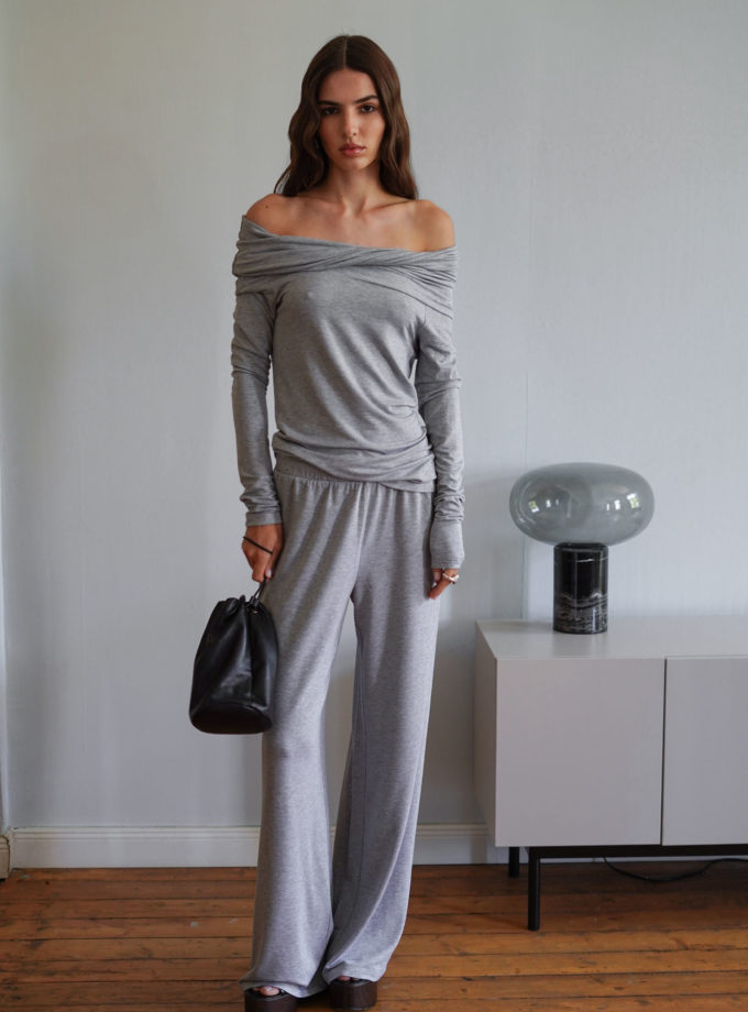 Брюки трикотажні вільного крою сірий меланж TLA_00003413, фото 1 - в интернет магазине KAPSULA