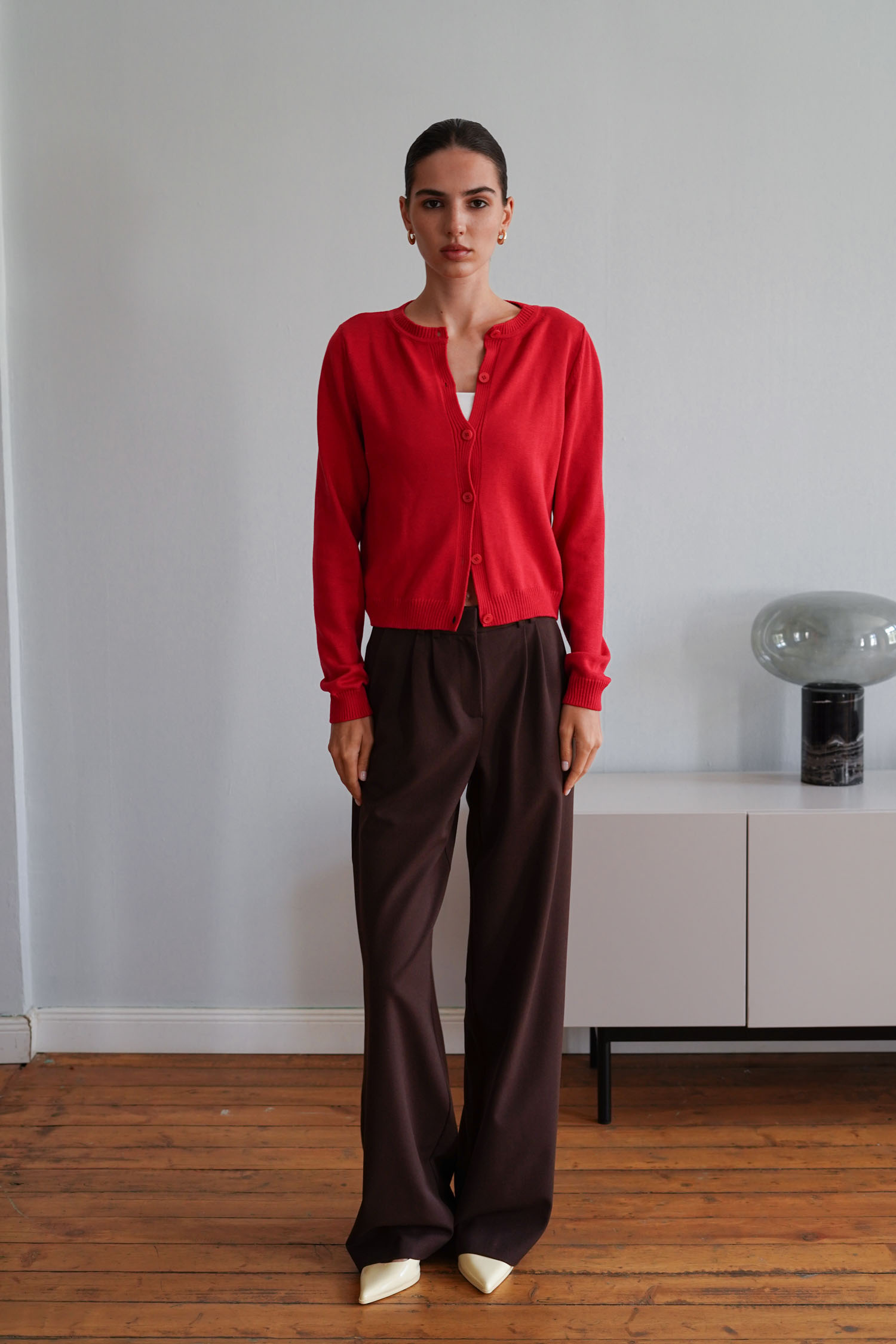 00003414-2 Брюки прямого крою з подвійними защипами шоколадні THE LACE (TLA_00003414) - фото 2