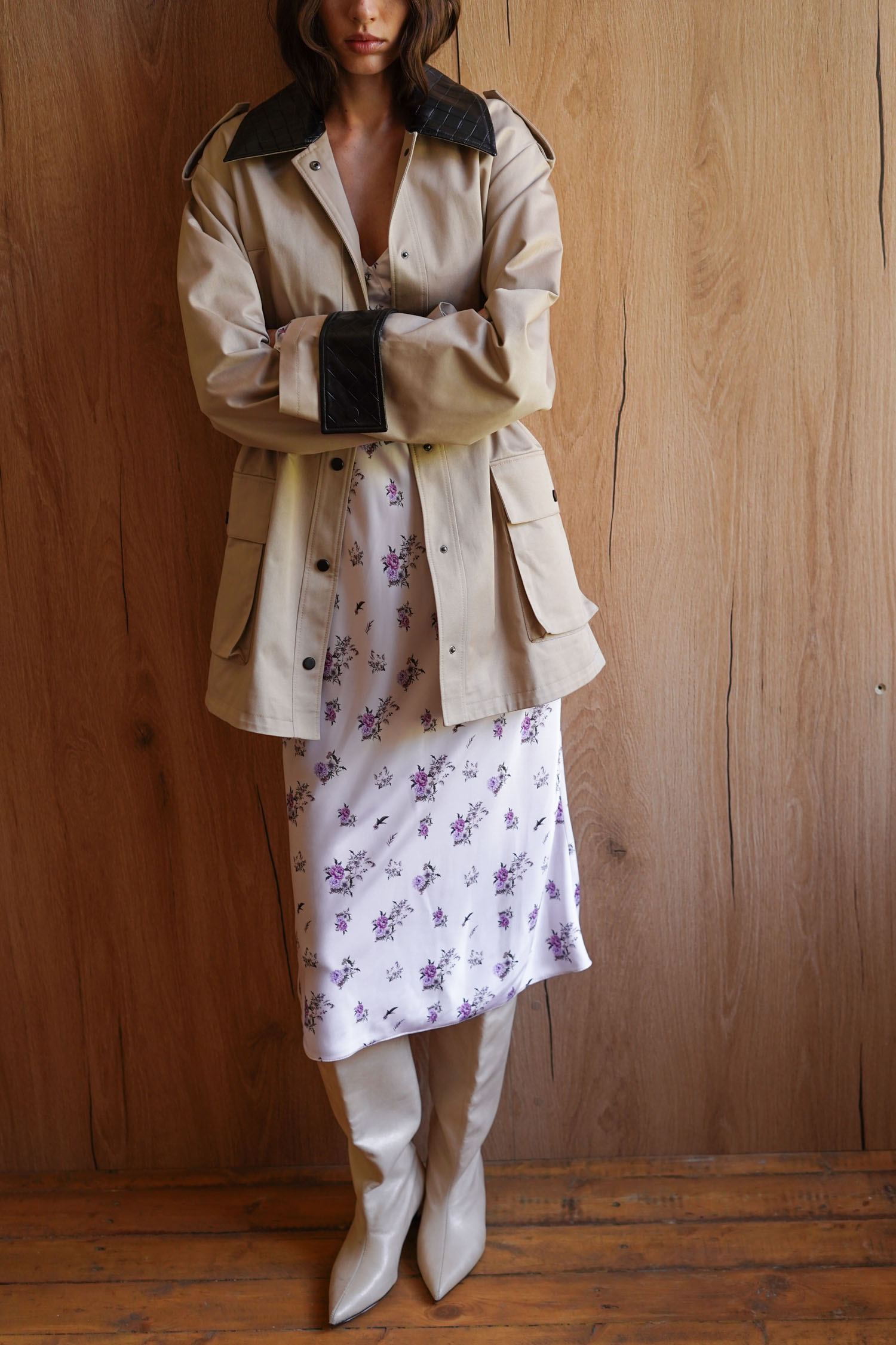 Куртка з декоративними вставками utility blazer бежева TLA_00003415, фото 1 Куртка з декоративними вставками utility blazer бежева TLA_00003415, фото 1 - в интернет магазине KAPSULA