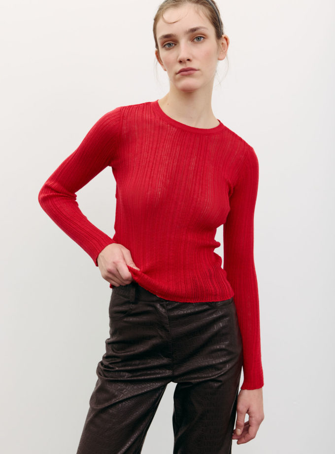 Джемпер напівпрозорий фактурний червоний TLA_00003429, фото 1 Джемпер напівпрозорий фактурний червоний TLA_00003429, фото 1 - в интернет магазине KAPSULA