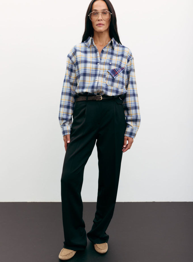 Брюки палаццо з декоративним клапаном чорні Modena TLE_00003457, фото 1 Брюки палаццо з декоративним клапаном чорні Modena TLE_00003457, фото 1 - в интернет магазине KAPSULA