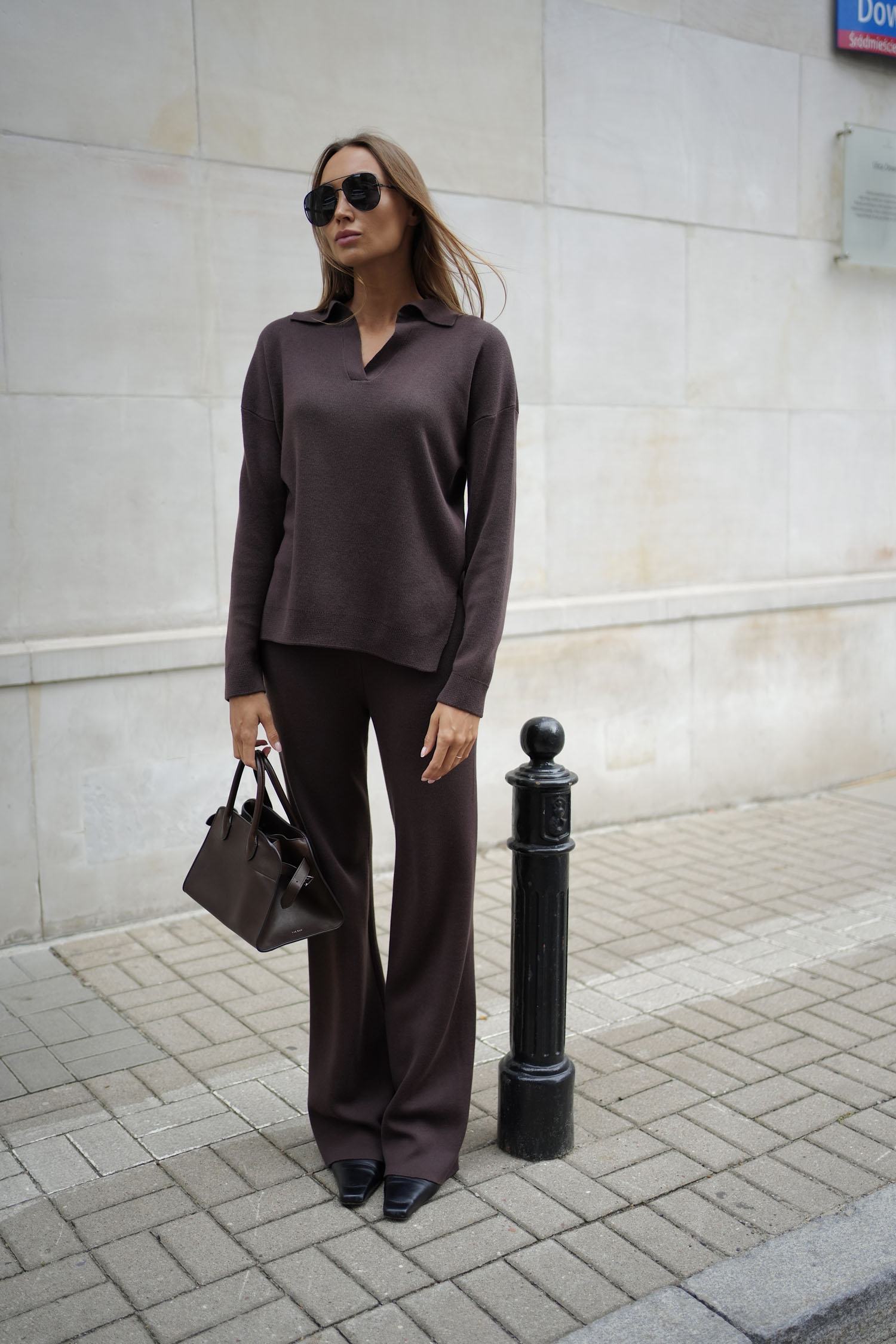 Трикотажний джемпер поло шоколадний TLA_00003488, фото 1 Трикотажний джемпер поло шоколадний TLA_00003488, фото 1 - в интернет магазине KAPSULA