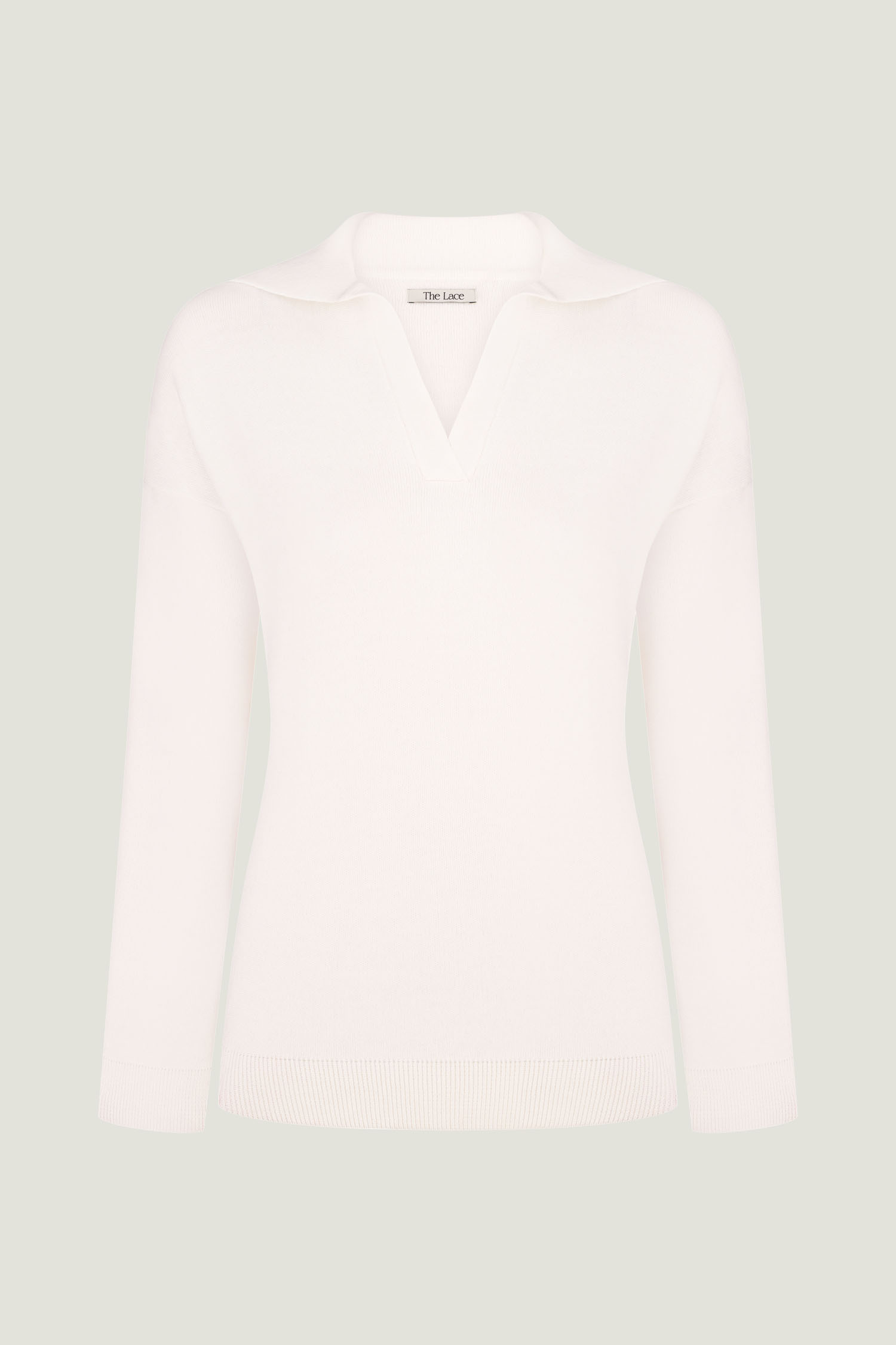 Трикотажний джемпер поло молочний TLA_00003489, фото 1 Трикотажний джемпер поло молочний TLA_00003489, фото 1 - в интернет магазине KAPSULA