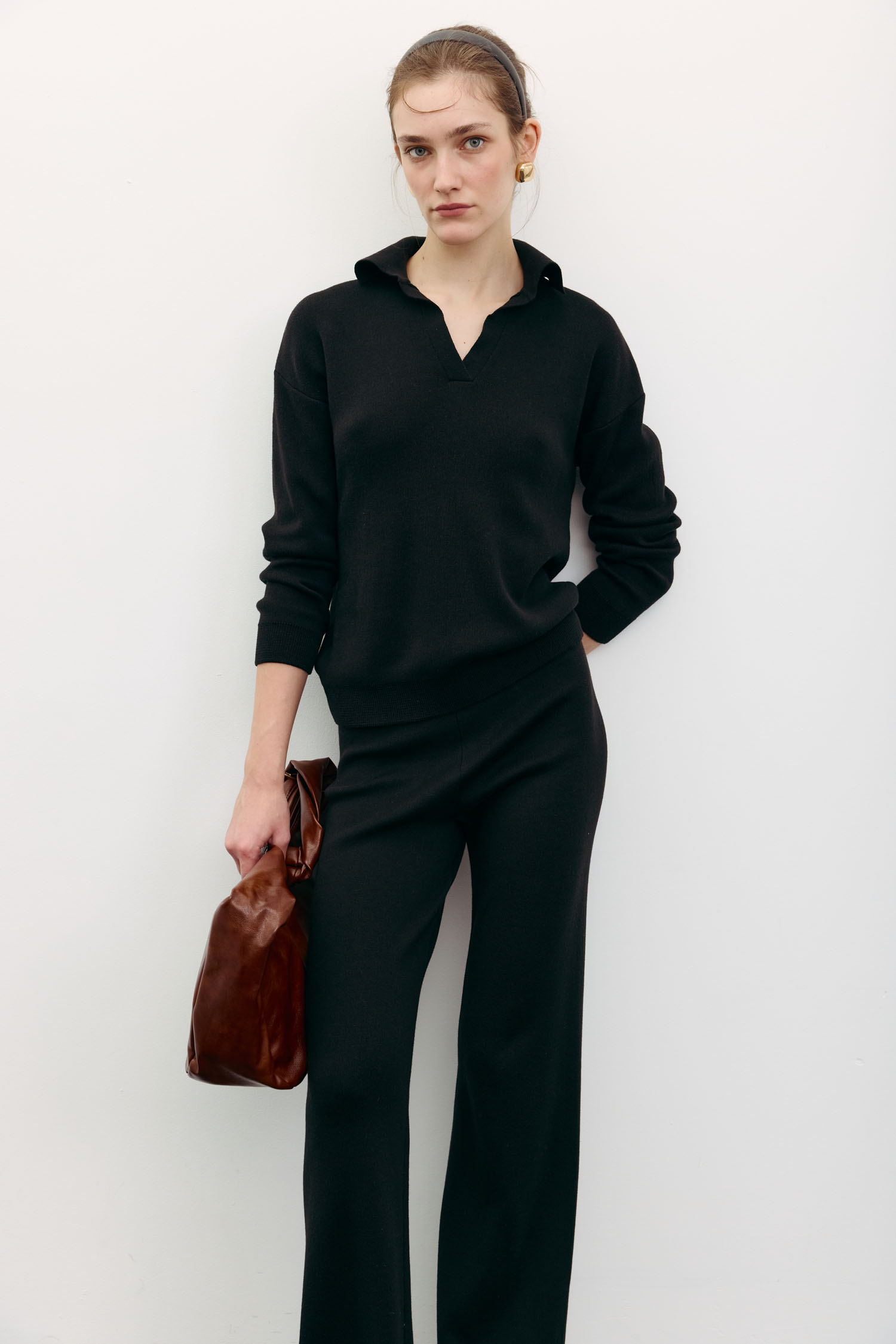 Трикотажний джемпер поло чорний TLA_00003490, фото 1 Трикотажний джемпер поло чорний TLA_00003490, фото 1 - в интернет магазине KAPSULA