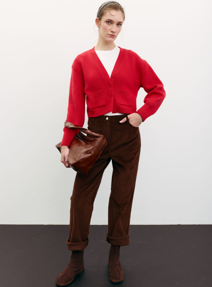 Кардиган трикотажний з кишенями червоний TLA_00003497, фото 1 Кардиган трикотажний з кишенями червоний TLA_00003497, фото 1 - в интернет магазине KAPSULA