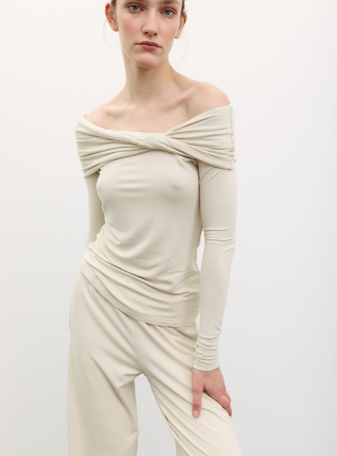 Лонгслів з відкритими плечима айворі TLA_00003504, фото 1 - в интернет магазине KAPSULA