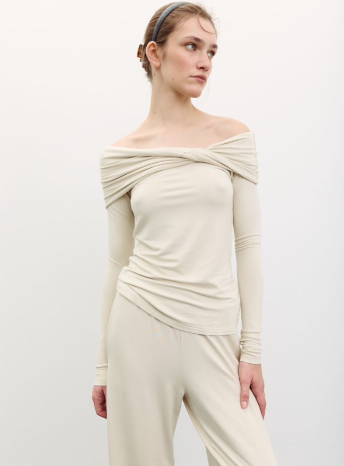 Лонгслів з відкритими плечима айворі TLA_00003504, фото 1 - в интернет магазине KAPSULA