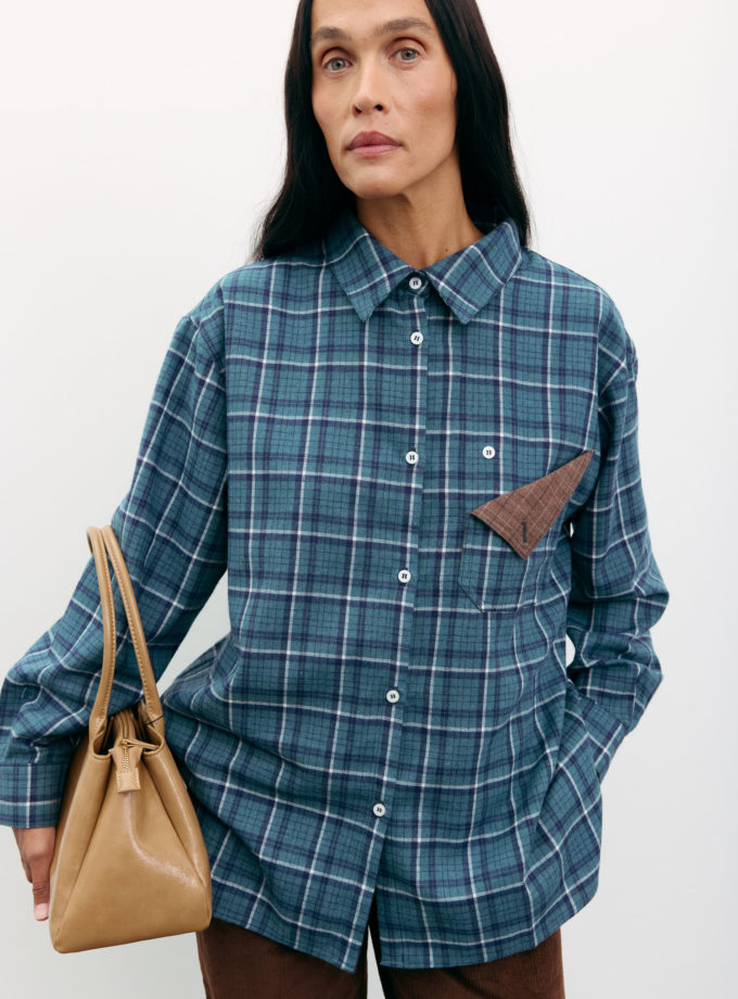 Сорочка в клітинку з декоративною кишенею зелена TLA_00003515, фото 1 Сорочка в клітинку з декоративною кишенею зелена TLA_00003515, фото 1 - в интернет магазине KAPSULA