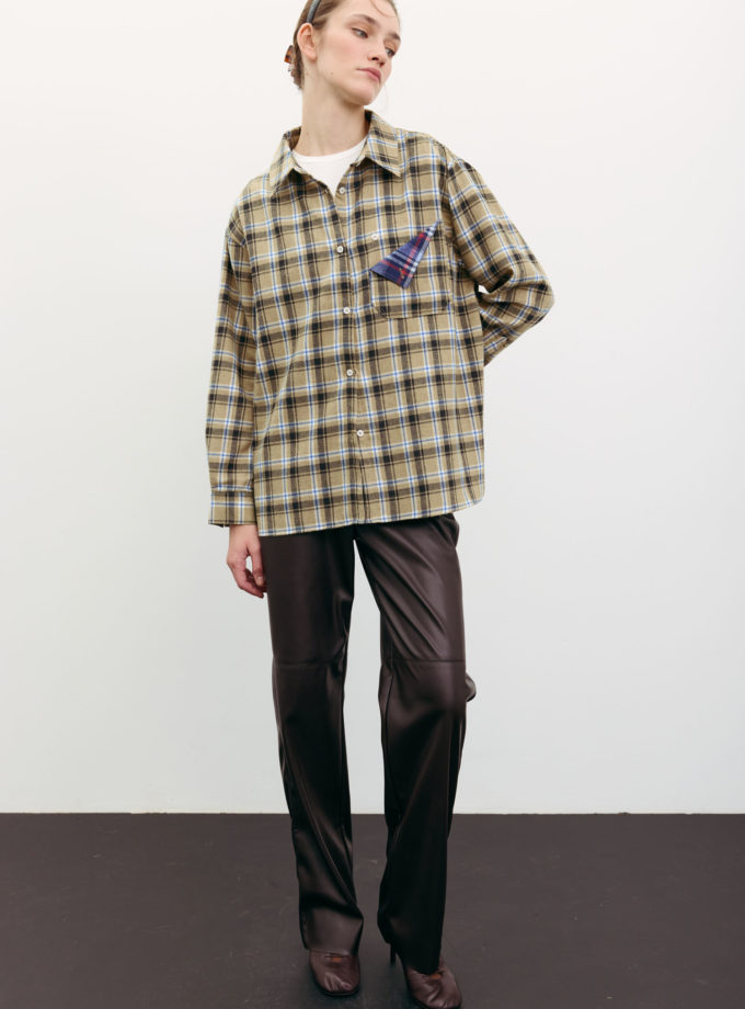 Сорочка в клітинку з декоративною кишенею бежева TLA_00003517, фото 1 Сорочка в клітинку з декоративною кишенею бежева TLA_00003517, фото 1 - в интернет магазине KAPSULA