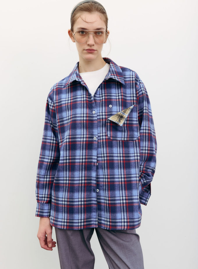 Сорочка в клітинку з декоративною кишенею синя TLA_00003518, фото 1 Сорочка в клітинку з декоративною кишенею синя TLA_00003518, фото 1 - в интернет магазине KAPSULA