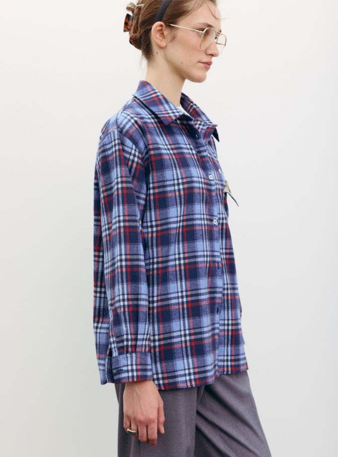 Сорочка в клітинку з декоративною кишенею синя TLA_00003518, фото 1 Сорочка в клітинку з декоративною кишенею синя TLA_00003518, фото 1 - в интернет магазине KAPSULA