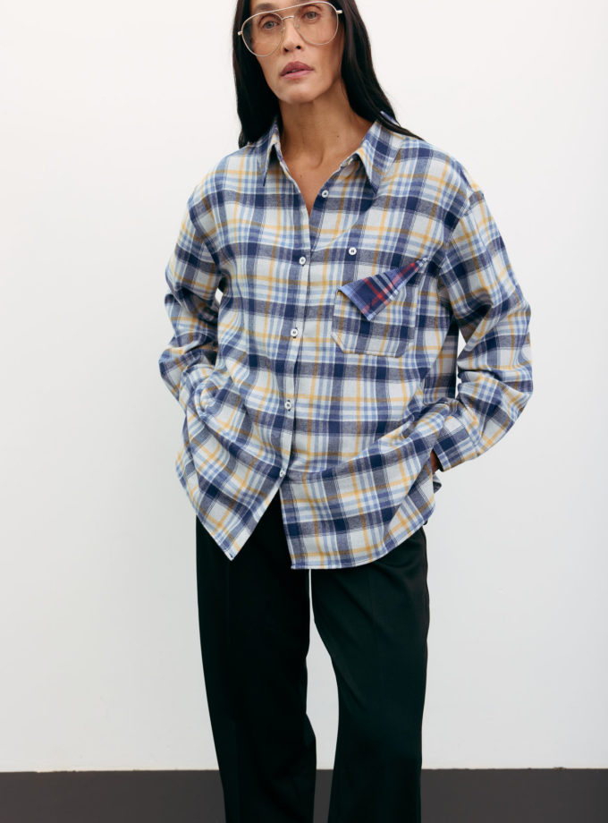 Сорочка в клітинку з декоративною кишенею світло-сіра TLA_00003519, фото 1 Сорочка в клітинку з декоративною кишенею світло-сіра TLA_00003519, фото 1 - в интернет магазине KAPSULA