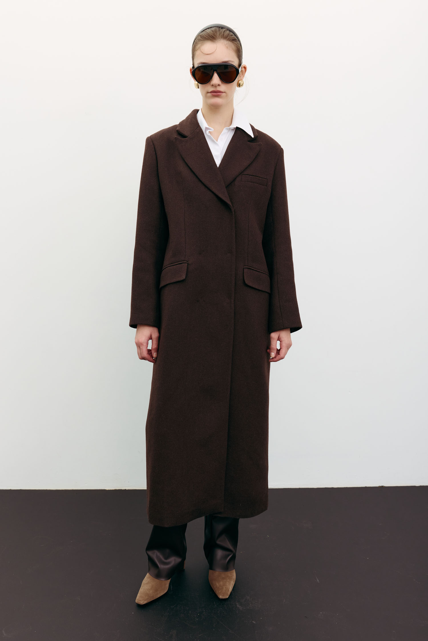 Пальто вовняне максі прямого крою шоколадне TLA_00003527, фото 1 Пальто вовняне максі прямого крою шоколадне TLA_00003527, фото 1 - в интернет магазине KAPSULA