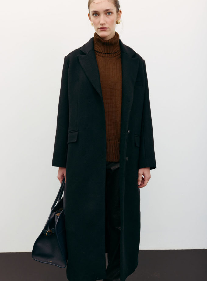 Пальто вовняне максі прямого крою чорне TLA_00003528, фото 1 Пальто вовняне максі прямого крою чорне TLA_00003528, фото 1 - в интернет магазине KAPSULA