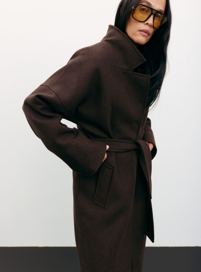 Пальто-халат вовняне шоколадне TLA_00003530, фото 1 Пальто-халат вовняне шоколадне TLA_00003530, фото 1 - в интернет магазине KAPSULA