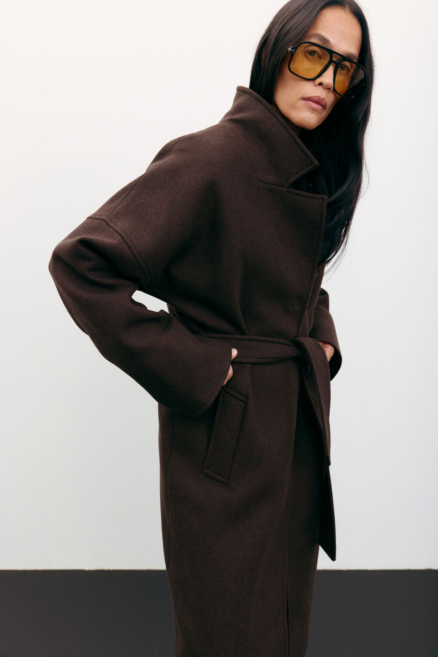 Пальто-халат вовняне шоколадне TLA_00003530, фото 1 Пальто-халат вовняне шоколадне TLA_00003530, фото 1 - в интернет магазине KAPSULA