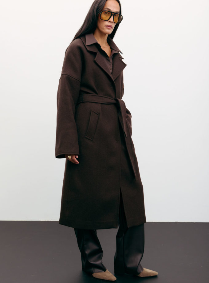 Пальто-халат вовняне шоколадне TLA_00003530, фото 1 Пальто-халат вовняне шоколадне TLA_00003530, фото 1 - в интернет магазине KAPSULA