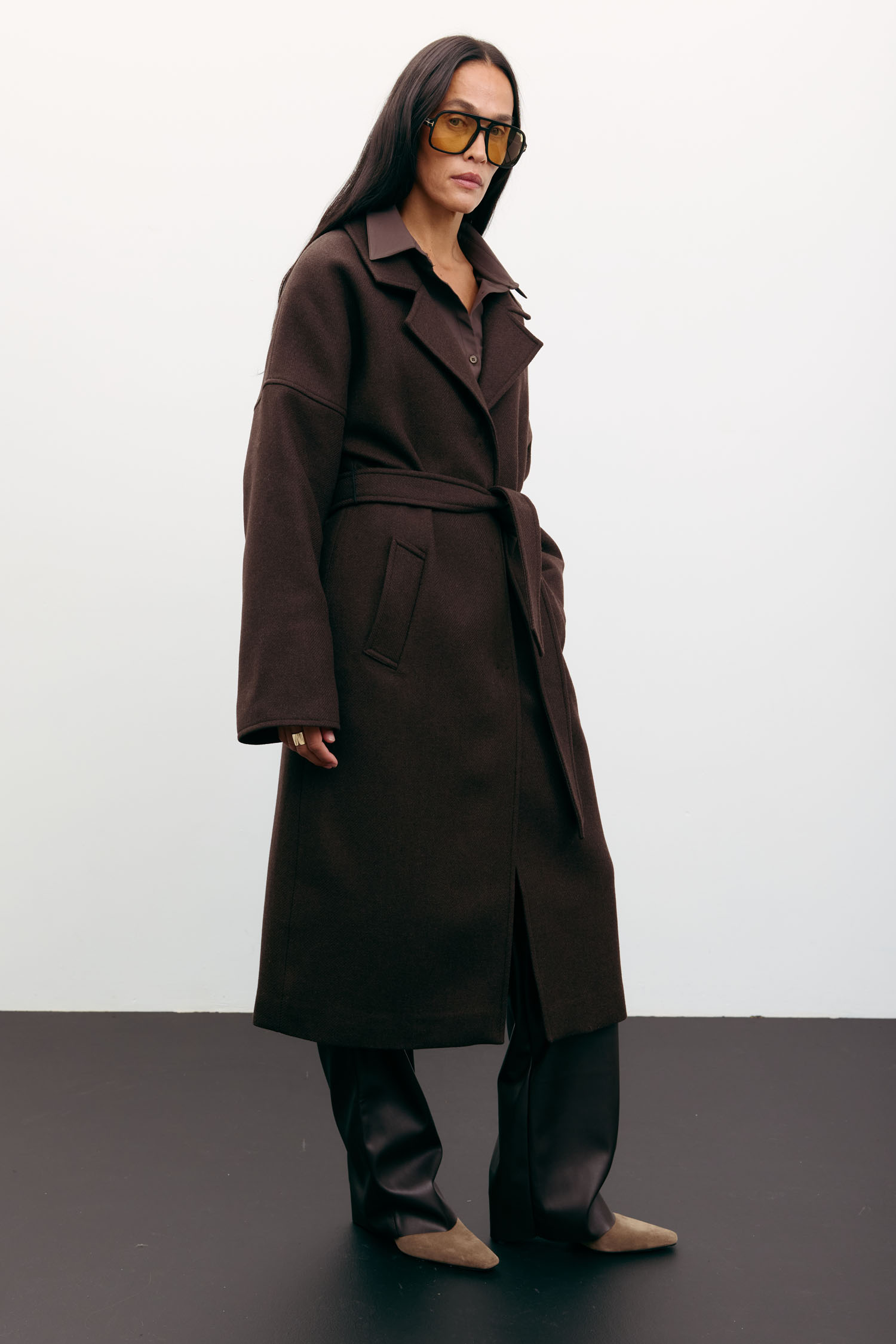 Пальто-халат вовняне шоколадне TLA_00003530, фото 1 Пальто-халат вовняне шоколадне TLA_00003530, фото 1 - в интернет магазине KAPSULA