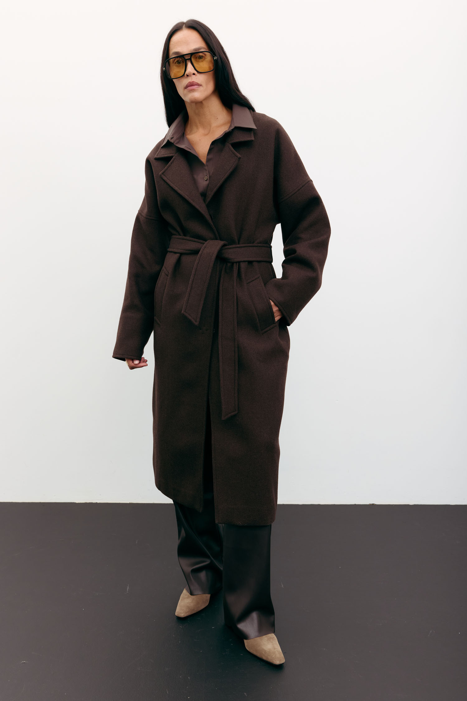 Пальто-халат вовняне шоколадне TLA_00003530, фото 1 Пальто-халат вовняне шоколадне TLA_00003530, фото 1 - в интернет магазине KAPSULA