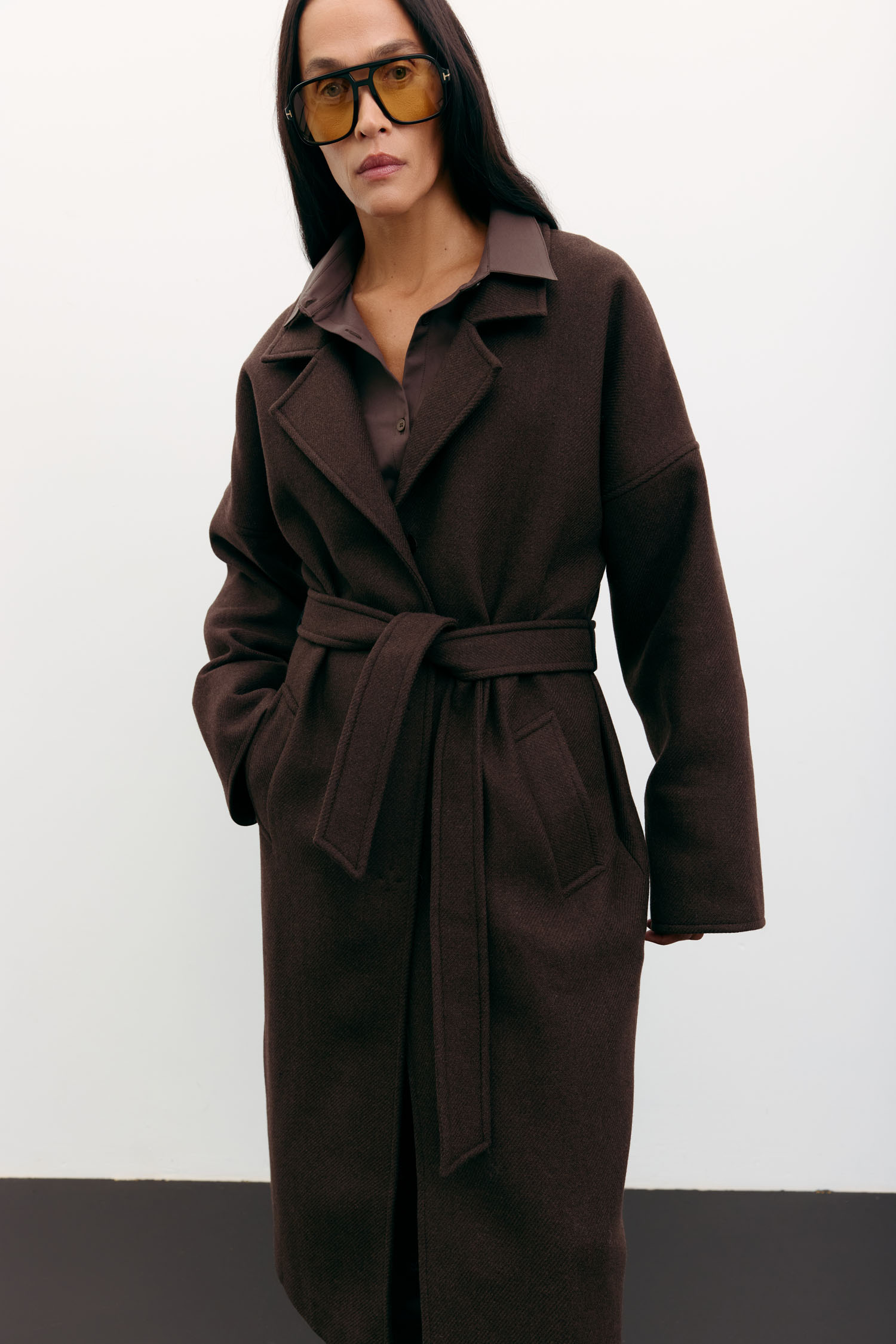 Пальто-халат вовняне шоколадне TLA_00003530, фото 1 Пальто-халат вовняне шоколадне TLA_00003530, фото 1 - в интернет магазине KAPSULA