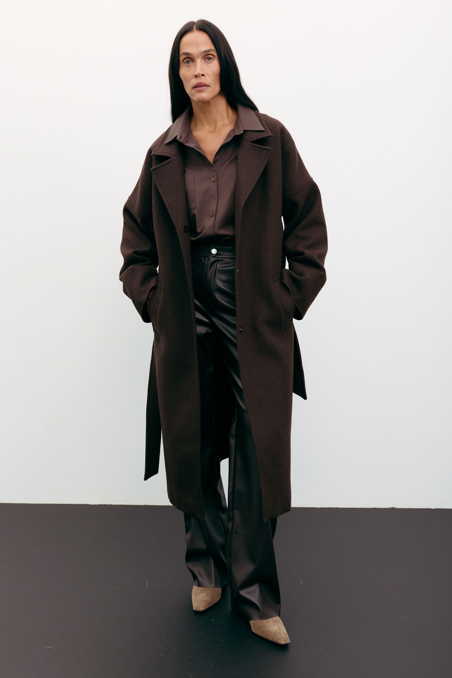 Пальто-халат вовняне шоколадне TLA_00003530, фото 1 Пальто-халат вовняне шоколадне TLA_00003530, фото 1 - в интернет магазине KAPSULA