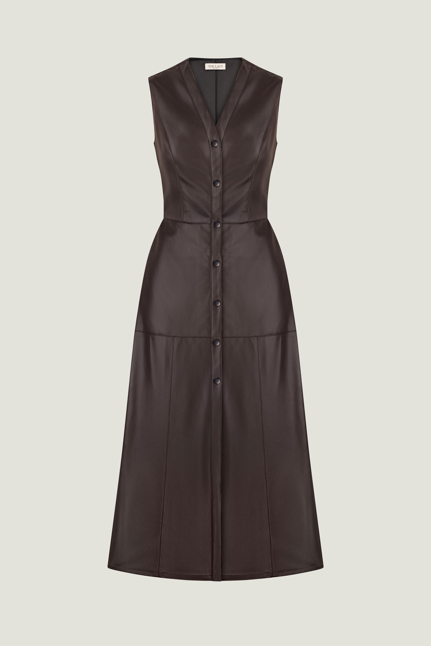 Сарафан міді з еко-шкіри на кнопках шоколадний TLA_00003536, фото 1 Сарафан міді з еко-шкіри на кнопках шоколадний TLA_00003536, фото 1 - в интернет магазине KAPSULA