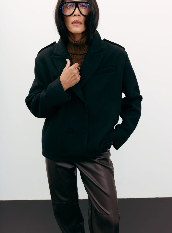 Пальто-жакет вовняне чорне TLA_00003544, фото 1 Пальто-жакет вовняне чорне TLA_00003544, фото 1 - в интернет магазине KAPSULA