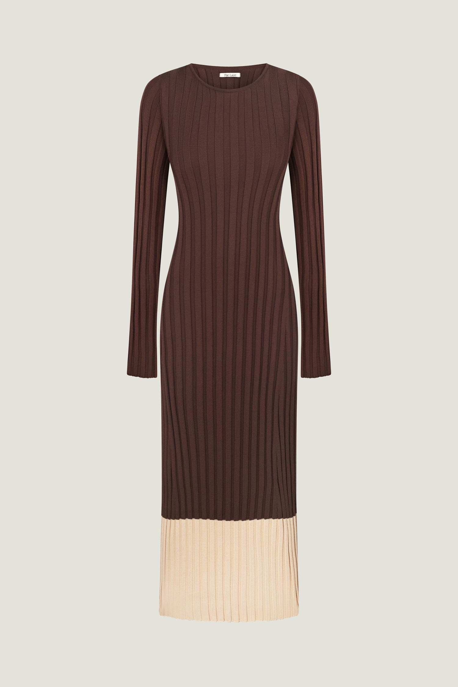 Трикотажна сукня максі з кремовим низом шоколадна TLA_00003553, фото 1 Трикотажна сукня максі з кремовим низом шоколадна TLA_00003553, фото 1 - в интернет магазине KAPSULA