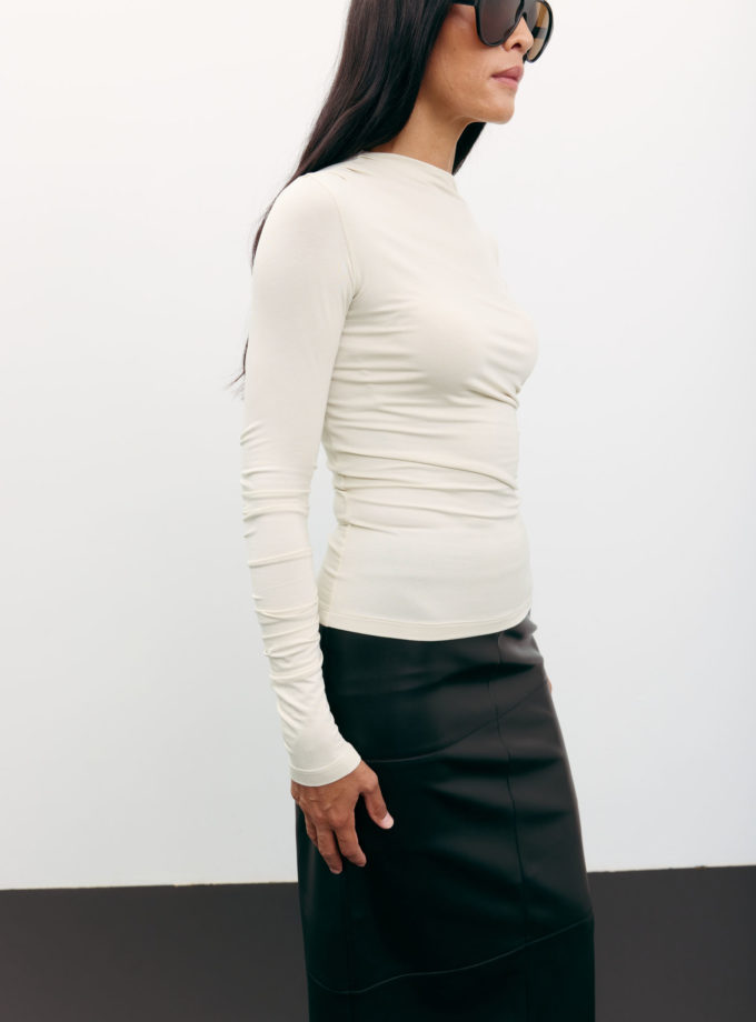 Лонгслів із складками айворі TLA_00003566, фото 1 - в интернет магазине KAPSULA