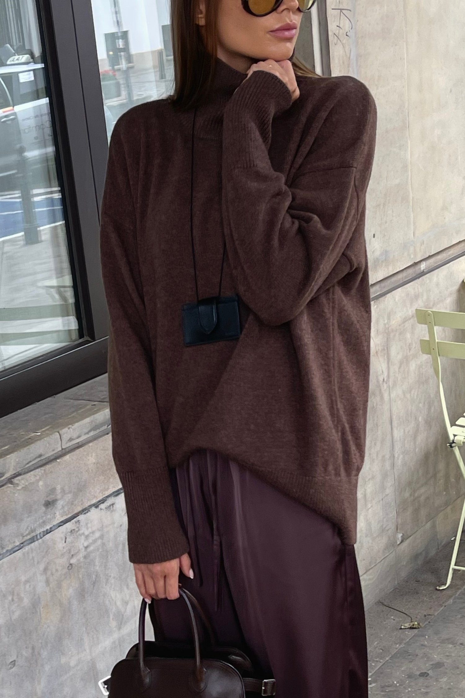 Светр із вовни ягня з горловиною шоколадний TLA_00003587, фото 1 Светр із вовни ягня з горловиною шоколадний TLA_00003587, фото 1 - в интернет магазине KAPSULA