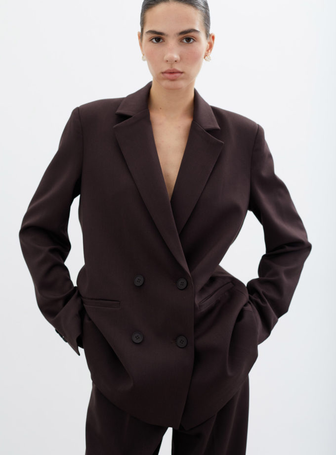 Жакет оверсайз шоколадний Modena TLA_0069537, фото 1 - в интернет магазине KAPSULA