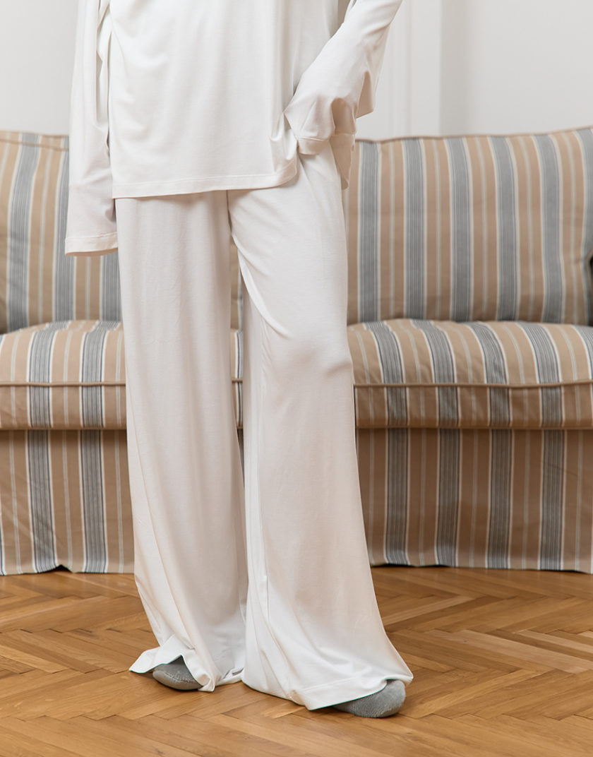 Штани з високою посадкою High-Waist Wide молочні MMSW_TR-F25-OF, фото 1 - в интернет магазине KAPSULA