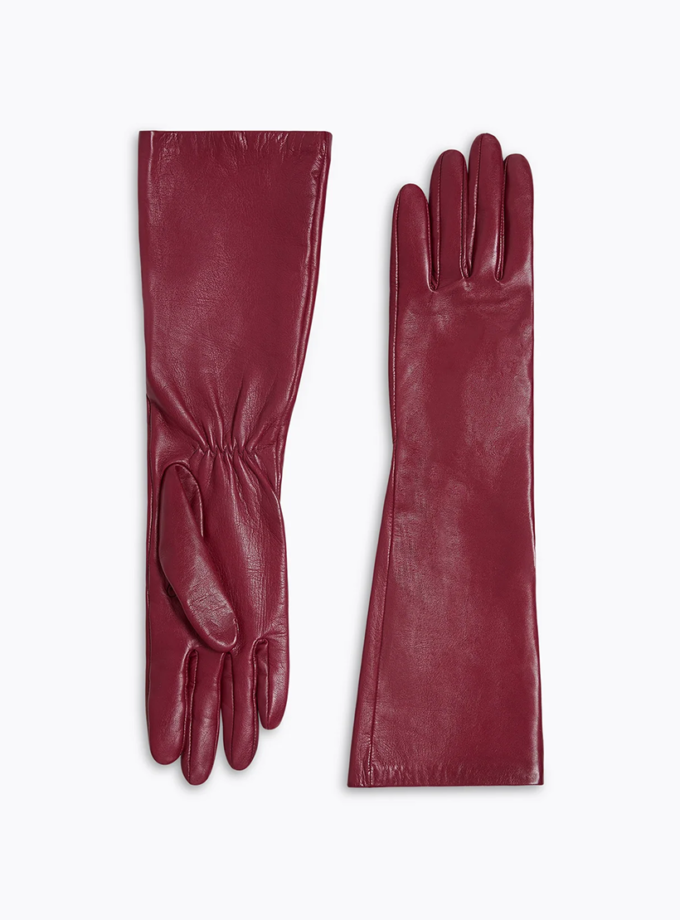 Рукавички Leather бургунді SE_LTHR/GLVS, фото 1 - в интернет магазине KAPSULA