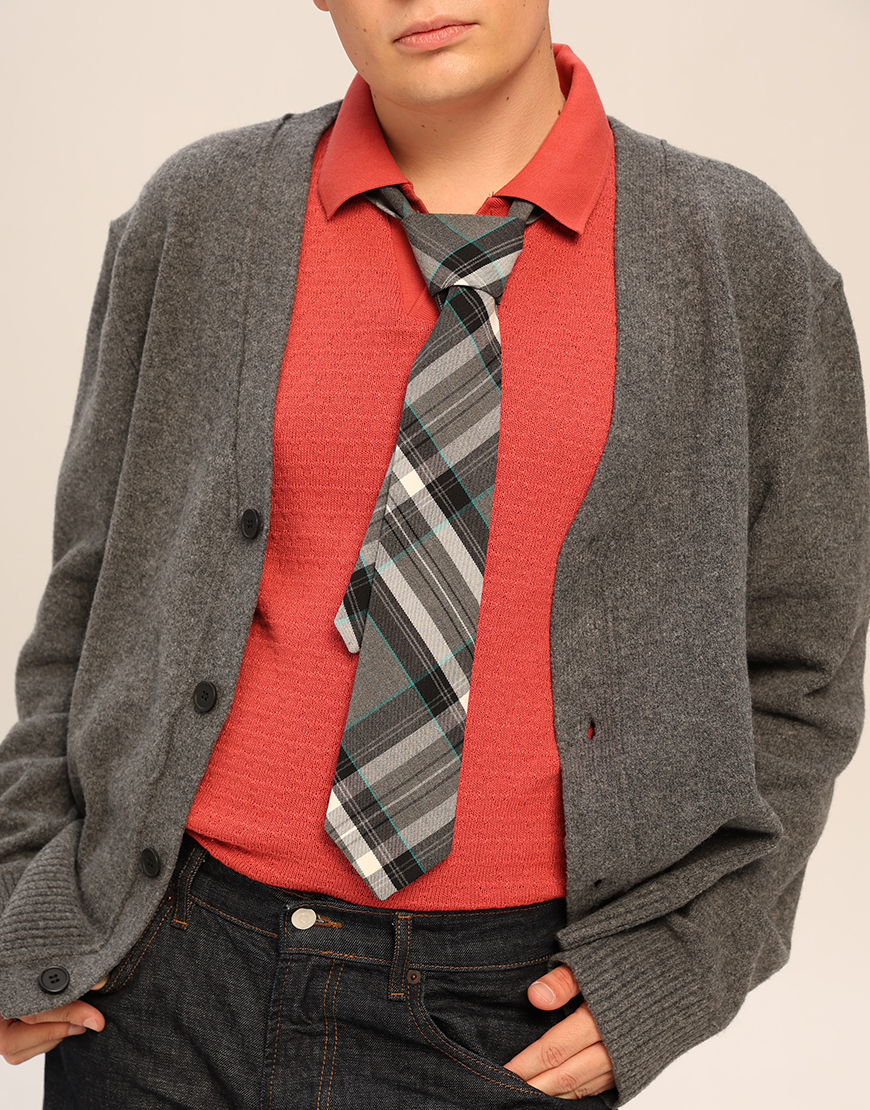 Краватка Unisex Gray with turquoise CRV_KS_SS42_40, фото 1 Краватка Unisex Gray with turquoise CRV_KS_SS42_40, фото 1 - в интернет магазине KAPSULA