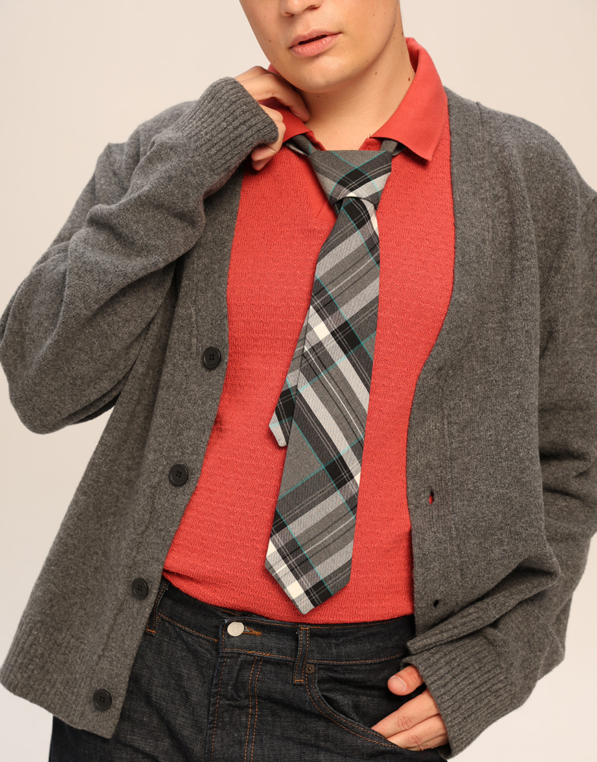 Краватка Unisex Gray with turquoise CRV_KS_SS42_40, фото 1 Краватка Unisex Gray with turquoise CRV_KS_SS42_40, фото 1 - в интернет магазине KAPSULA