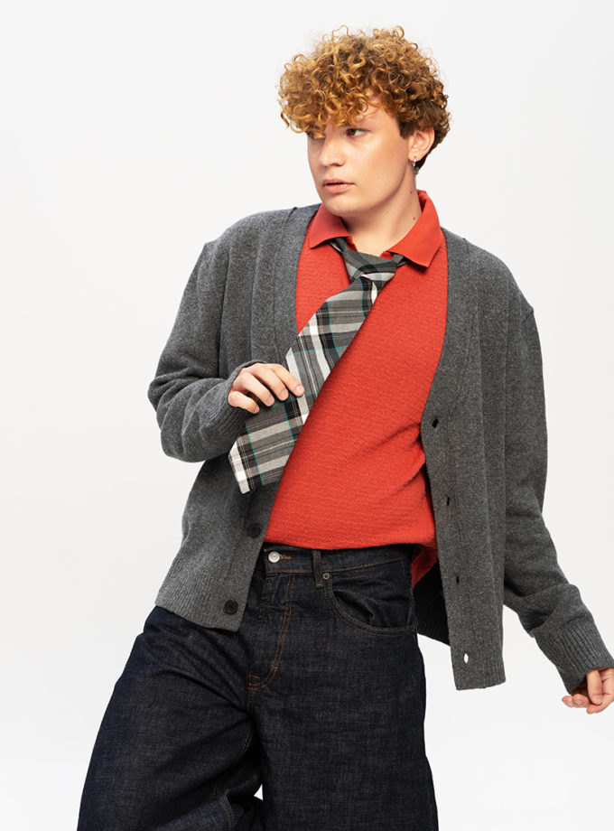 Краватка Unisex Gray with turquoise CRV_KS_SS42_40, фото 1 - в интернет магазине KAPSULA