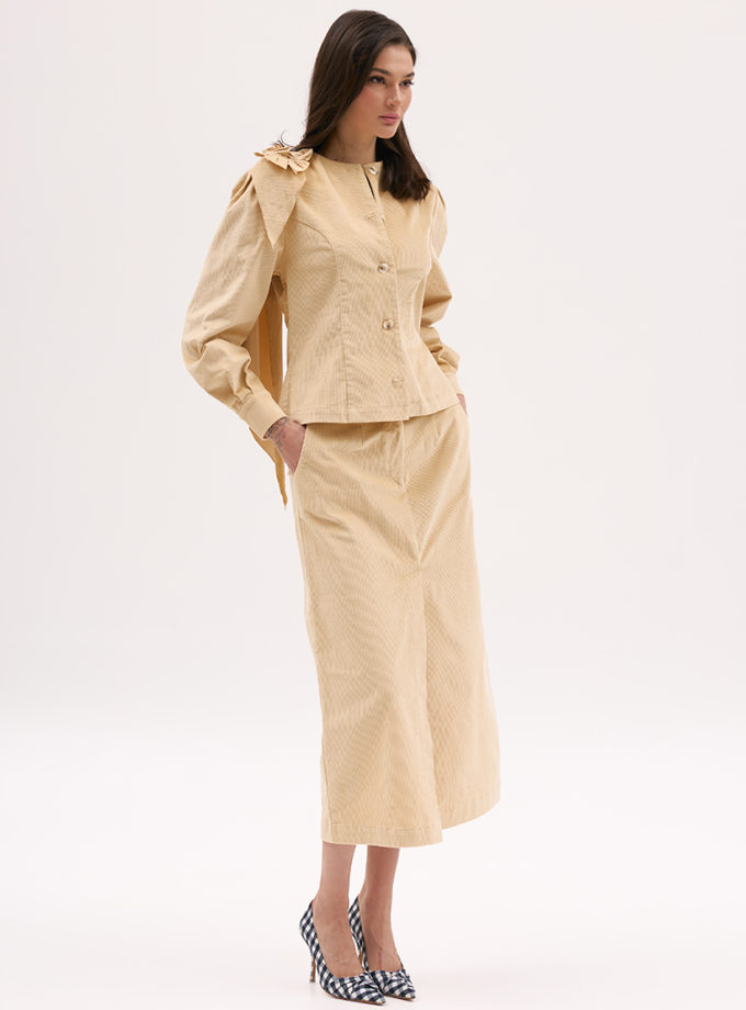 Вельветова спідниця міді в пісочному кольорі XM_Monet_1__35, фото 1 - в интернет магазине KAPSULA