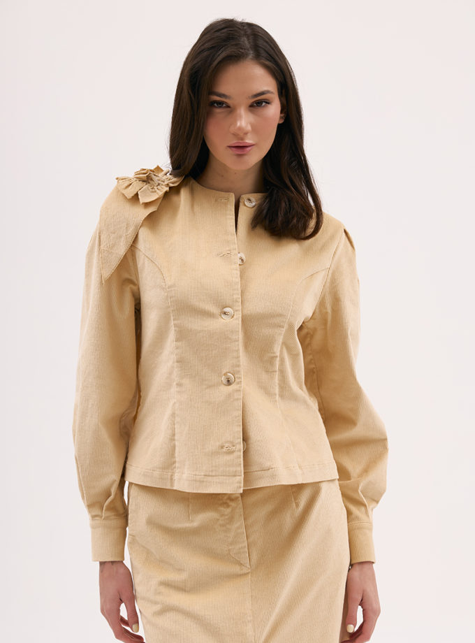 Сорочка з хустиною з вельвету в пісочному кольорі XM_Monet_3__35, фото 1 - в интернет магазине KAPSULA