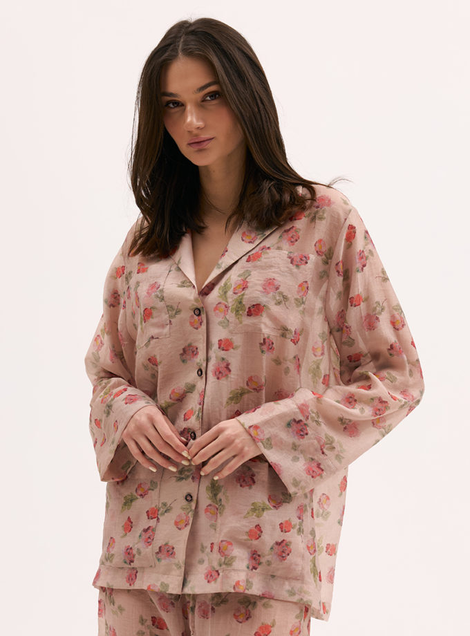 Сорочка-жакет в троянди XM_Monet_6__35, фото 1 - в интернет магазине KAPSULA