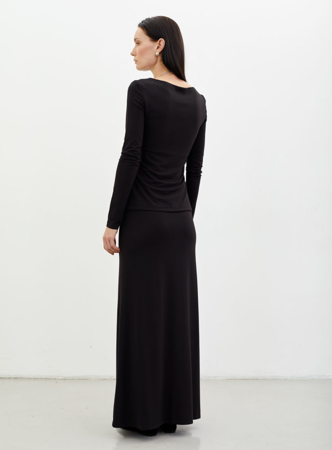 Лонгслів приталений чорний TLA_00002465, фото 1 - в интернет магазине KAPSULA