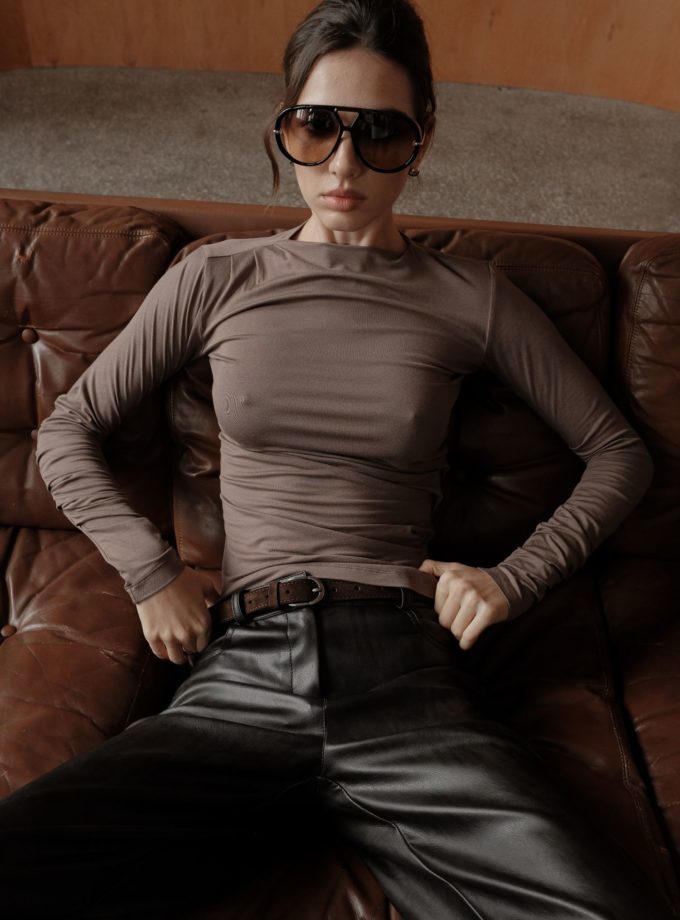 Лонгслів із складками капучино TLA_00003577, фото 1 Лонгслів із складками капучино TLA_00003577, фото 1 - в интернет магазине KAPSULA