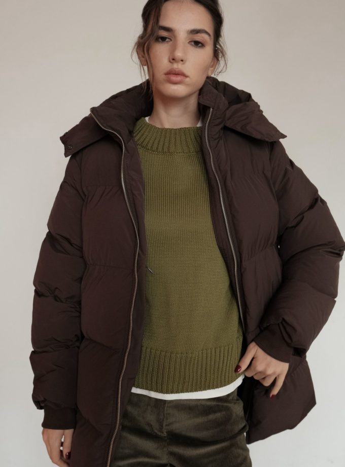 Куртка вільного крою шоколадна , фото 1 - в интернет магазине KAPSULA