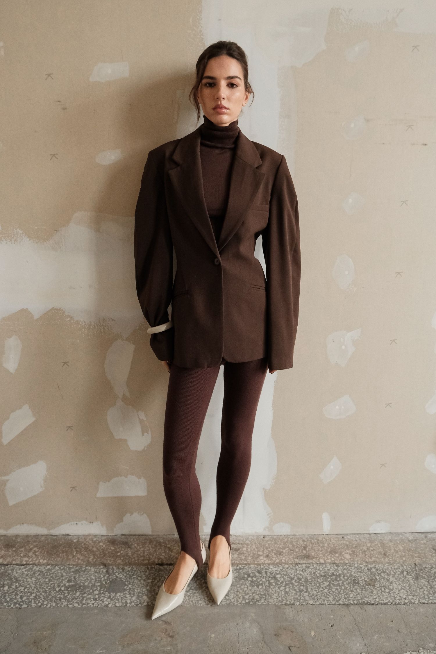 Легінси трикотажні зі штрипками шоколадні TLA_00003613, фото 1 Легінси трикотажні зі штрипками шоколадні TLA_00003613, фото 1 - в интернет магазине KAPSULA