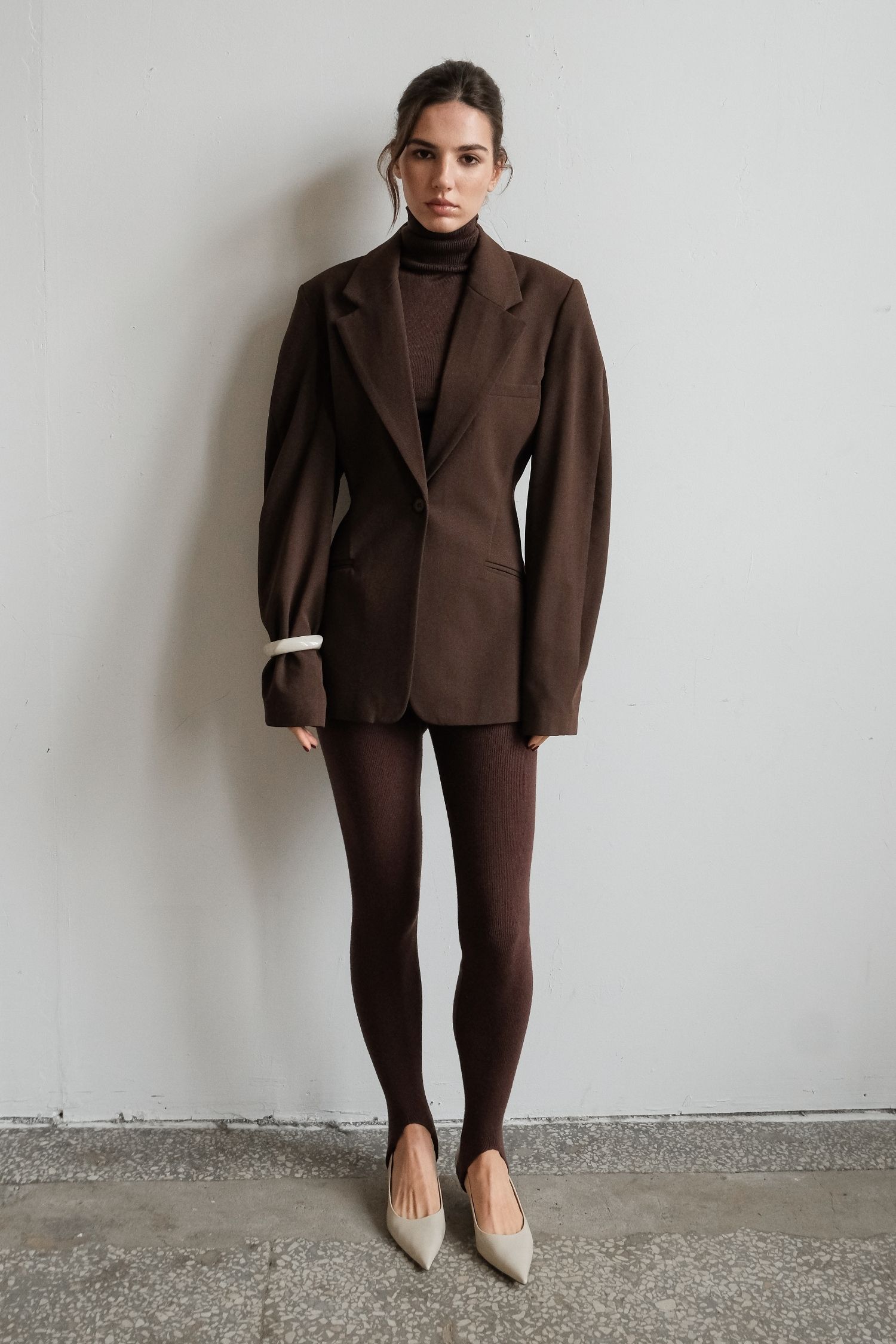 Легінси трикотажні зі штрипками шоколадні TLA_00003613, фото 1 Легінси трикотажні зі штрипками шоколадні TLA_00003613, фото 1 - в интернет магазине KAPSULA