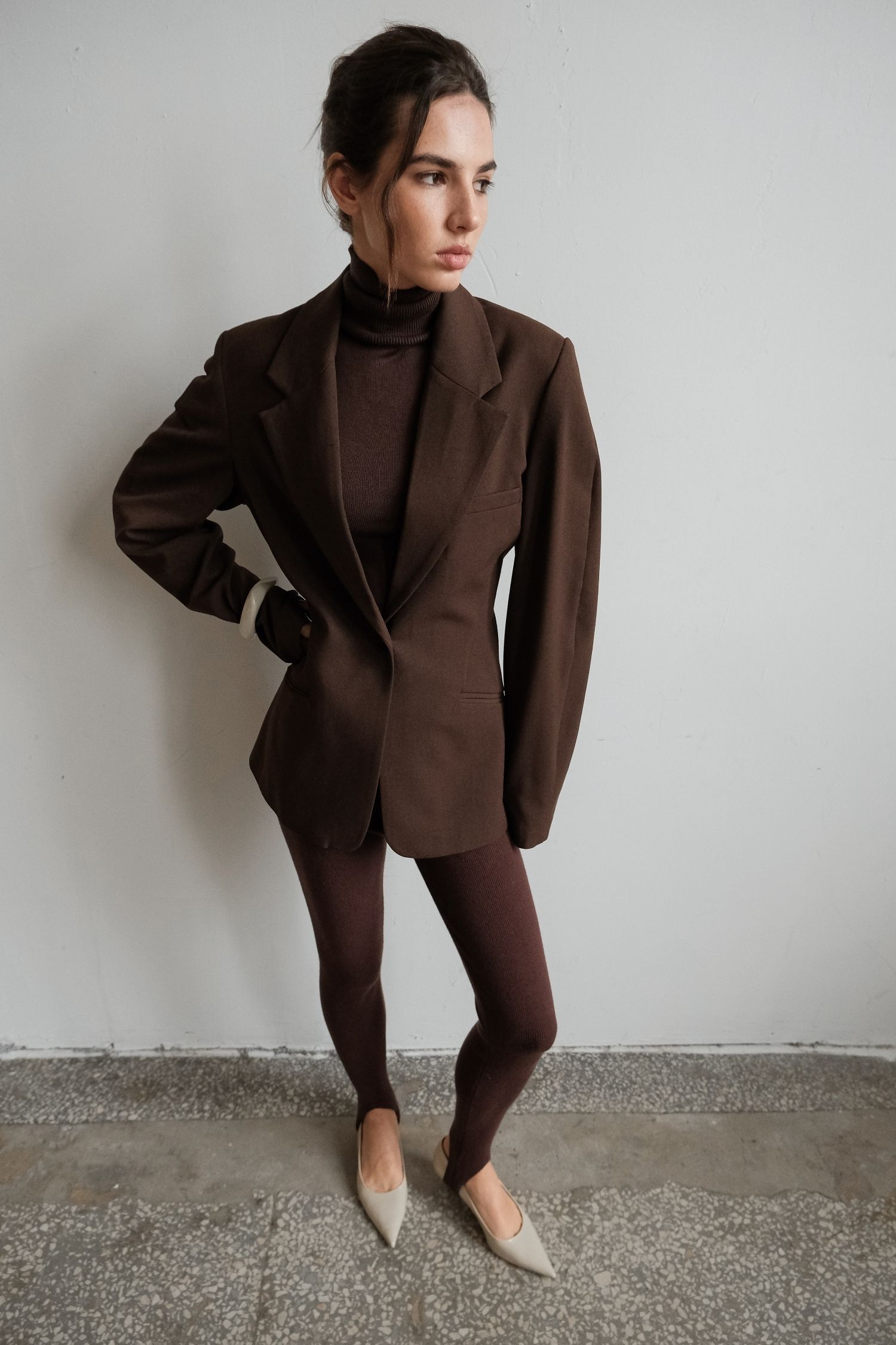 Легінси трикотажні зі штрипками шоколадні TLA_00003613, фото 1 Легінси трикотажні зі штрипками шоколадні TLA_00003613, фото 1 - в интернет магазине KAPSULA