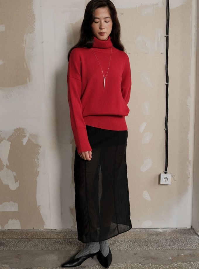 Трикотажний светр з об'ємною горловиною червоний TLA_00003625, фото 1 Трикотажний светр з об'ємною горловиною червоний TLA_00003625, фото 1 - в интернет магазине KAPSULA