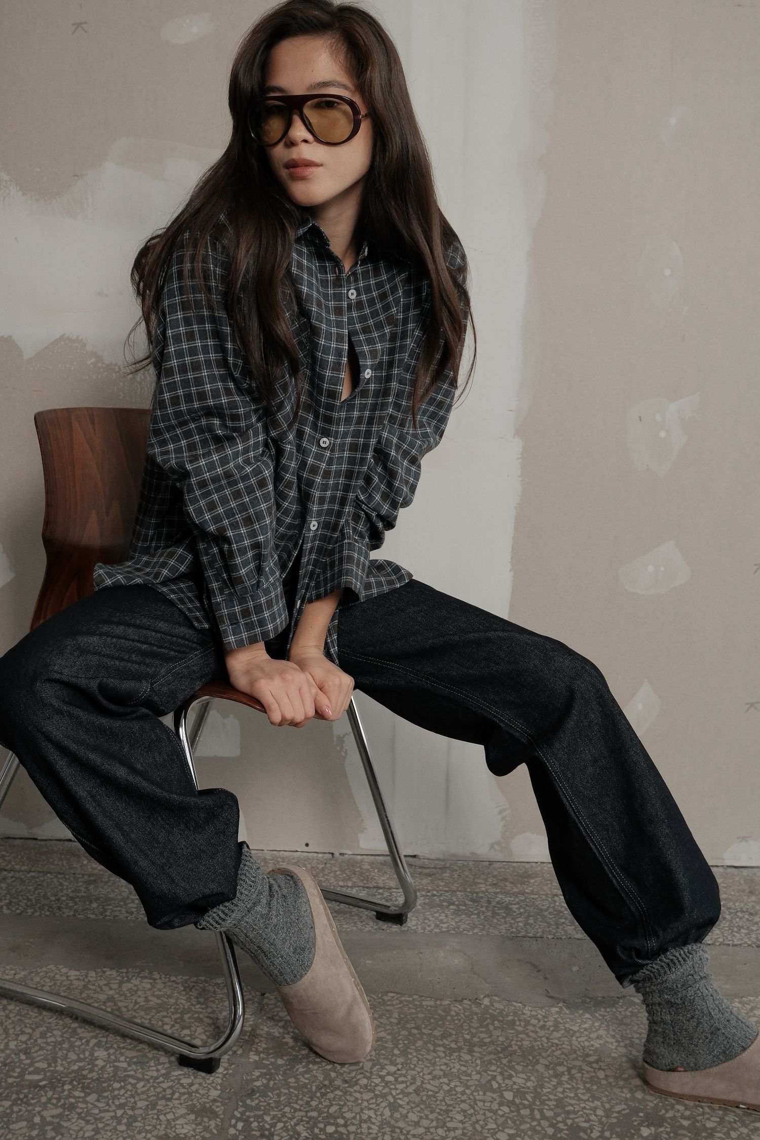 Сорочка з накладною кишенею в синю клітинку шоколадна TLA_00003634, фото 1 Сорочка з накладною кишенею в синю клітинку шоколадна TLA_00003634, фото 1 - в интернет магазине KAPSULA