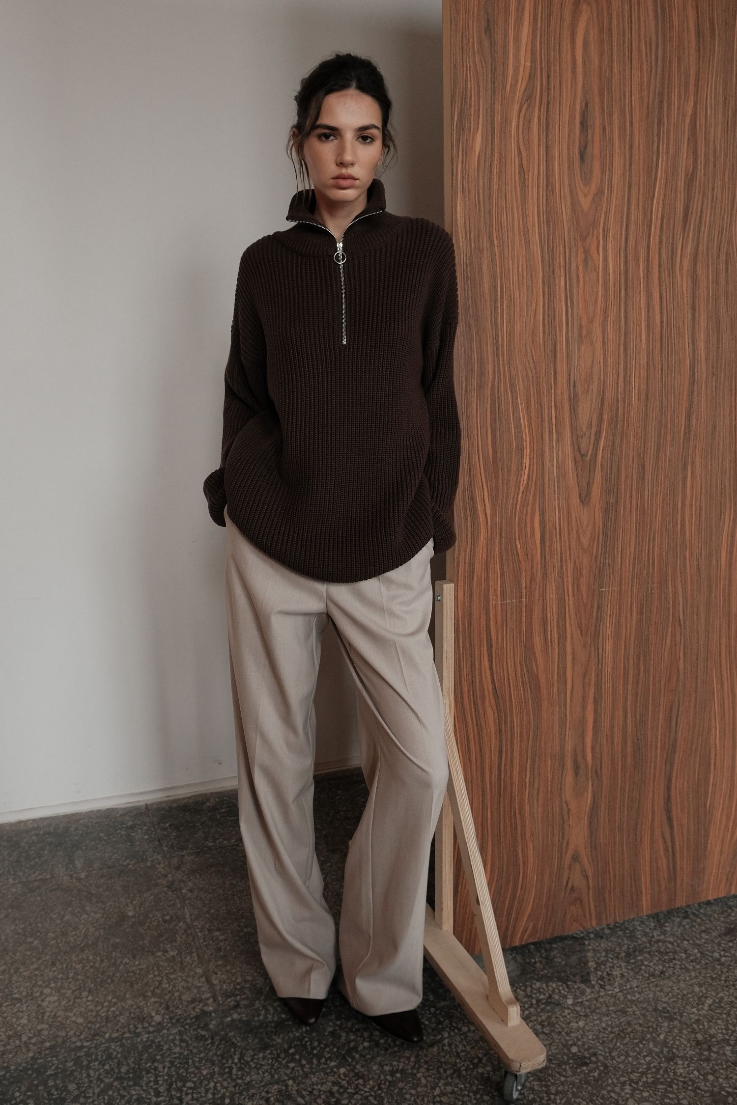 00003647-2 Светр із блискавкою шоколадний THE LACE (TLA_00003647) - фото 2