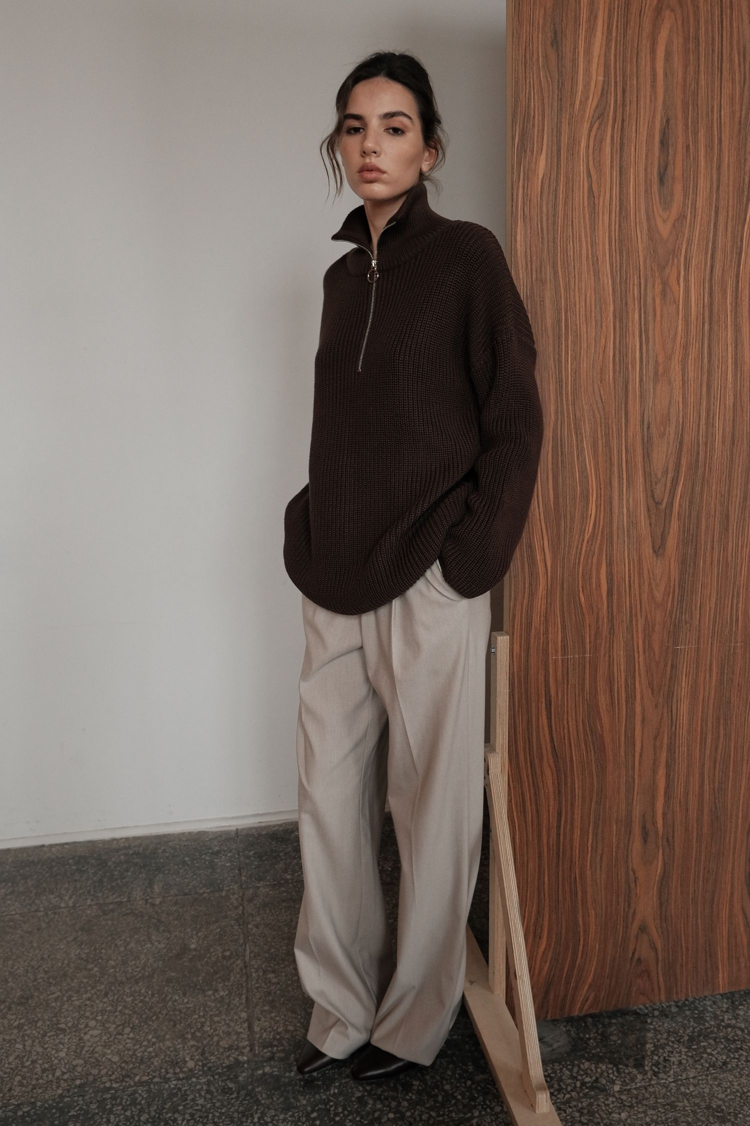 00003647-6 Светр із блискавкою шоколадний THE LACE (TLA_00003647) - фото 6